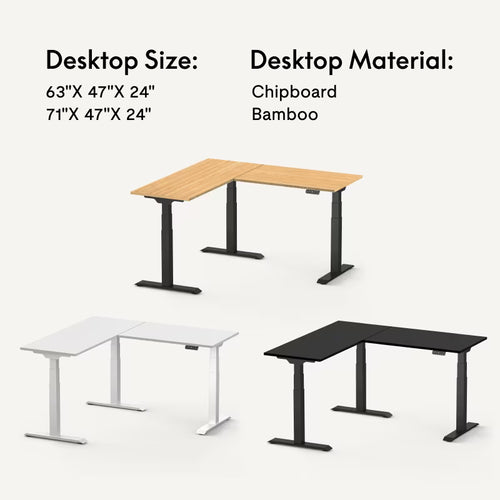 Pro L-Shaped Electric Standing Desk - Triple Motor